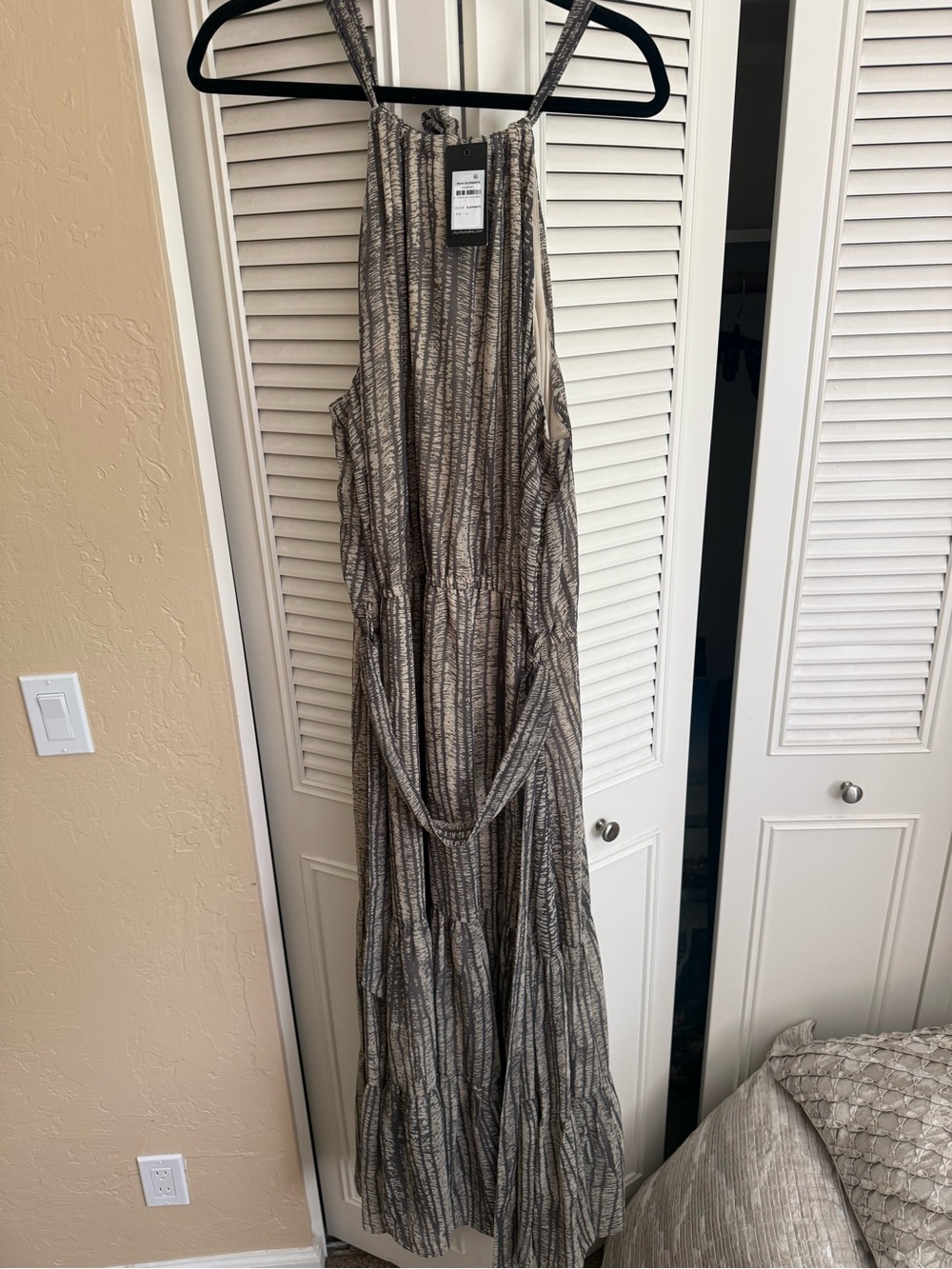 Element Neutral Striped Maxi Dress in Taupe and Ivory